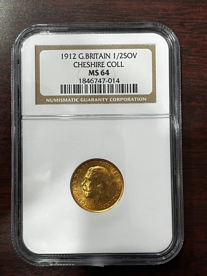 1912 Great Britain Gold 1/2 Sovereign NGC MS 64 Cheshire Coll. - Image 1 of 4