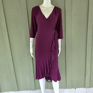 KIYONNA Burgundy Slinky Wrap Dress 1X - Picture 1 of 4