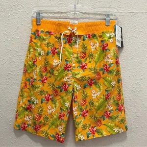 Sol Swim Boys Board Shorts Orange Tropical Size 10/12 NWT - Picture 1 of 3