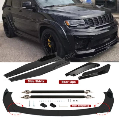 For JEEP Grand Cherokee Car Front Bumper Lip+Side Skirts 29"+Rear Diffuser+Rods Foto 1 de 4