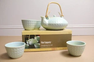 Cute Pier One Imports Light Blue Service a the dongjiang Teapot Set 4 Cups Asian - Picture 1 of 8