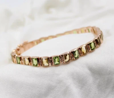 Natural Citrine & Peridot Tennis Bracelet, 925 SrerlingRose Gold 8inch - Image 1 of 3