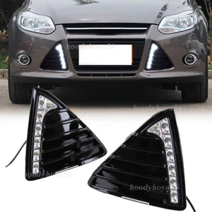White DRL For Ford Focus 3 MK3 2012 2013 2014 DRL Daytime Running Lights Pair - Picture 1 of 12