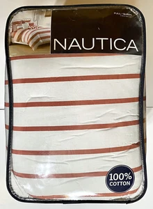 NWT Nautica Lawndale Full Queen Comforter 3 Piece Bed Set Red White Stripe - Picture 1 of 3