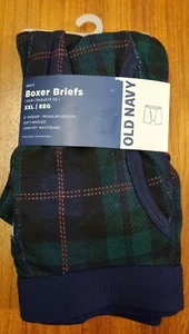 Old Navy Mens XXL Boxer Briefs NAVY BLUE PLAID Underwear 6" Inseam #21123 - Picture 1 of 4