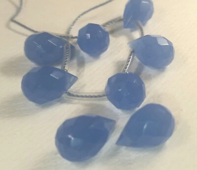 1 par de cuentas de lágrima facetadas de calcedonia púrpura perforadas de 12 mm x 8 mm - 2 piezas Foto 1 de 2