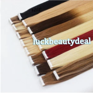 Tape in Hair Extensions Real Human Hair Seamless Skin Wefts Premium Remy Hair US - Picture 1 of 117