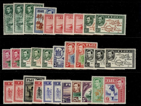 FIJI SG249-266b, COMPLETE SET INC ALL PERF VARIATIONS, LH MINT. Cat £390 Cover