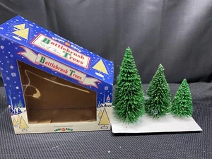 Vtg Christopher Radko Shiny Brite Set of 3 Bottlebrush Christmas Trees - Green - Picture 1 of 10