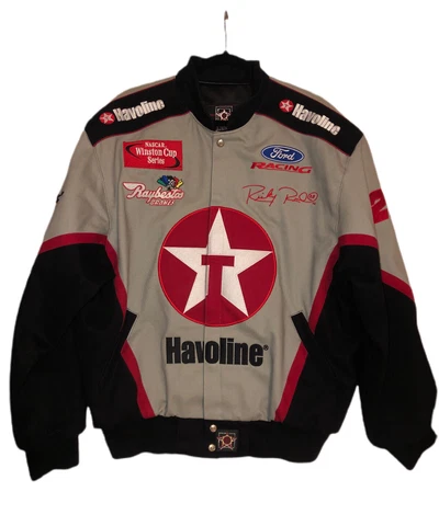 Vtg Nascar Racing Jacket Ricky Rudd JH Designs Havoline Texaco Yates FORD Size L Cover