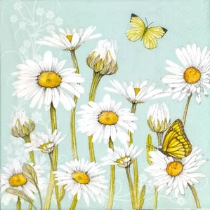 P415# 3 servilletas de papel individuales para decoupage margarita de verano manzanilla en verde - Imagen 1 de 9