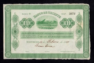 F.C. COLOMBIA , BANCO DE ORIENTE , 10 PESOS 1888 , S/C- ( AUNC ) , P.S699 . - Imagen 1 de 2