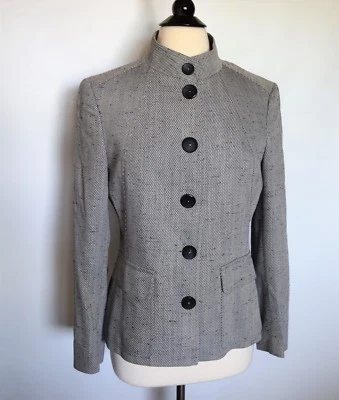 Chaqueta Blazer Mujer Zanella Gris Rayas Mezcla Seda Talla 10 Hecha en Italia Foto 1 de 4