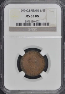 1799 G.BRITAIN 1/4P NGC MS63BN - Picture 1 of 4