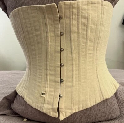 Reproducción de corsé victoriano años 1860 hecho a mano tela de pato lona  Foto 1 de 4