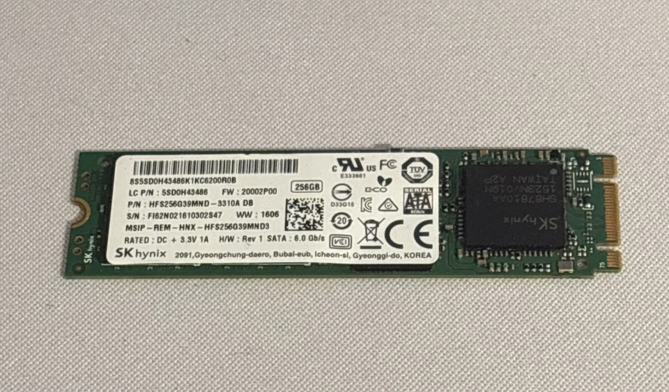 Dell Latitude E5470 14" SK hynix 256GB SATA M.2 SSD Drive HFS256G39MND3 7XD6D - Image 1 of 1
