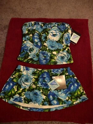 Newport News Traje de Baño 2 Piezas Azul Multicolor Extraíble Correa Superior Nuevo con Etiquetas Talla 2 Foto 1 de 4