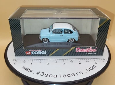 1/43 scale  FIAT 600D 1965 blue & white top Detail Cars Corgi scale diecast - Image 1 of 4