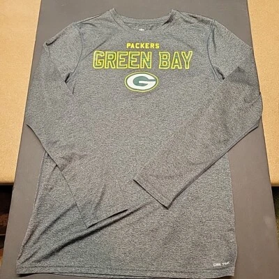 NFL Dri Tek Green Bay Packers Long Sl.  Camisa deportiva gris para niño talla XL-EG-18 Foto 1 de 4