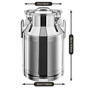 Lata de leche de acero inoxidable de 12-60 L cubo de vino aceite leche bolsa jarra con tapa de sellado - Imagen 1 de 22