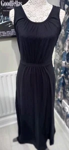 Goth Halloween Size 8/10 LANDS' END Sleeveless Jersey Black Maxi Dress. VGC - Picture 1 of 6