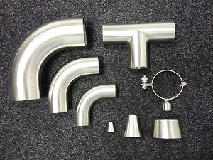 ACCESORIOS DE ACERO INOXIDABLE CODOS HIGIÉNICOS/ESCAPE, CAMISETAS, REDUCTORES ABRAZADERAS DE TUBO - Imagen 1 de 7