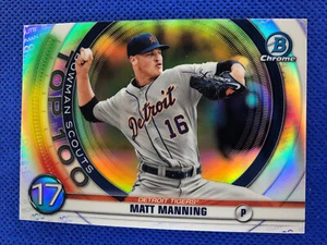 2020 #BTP-17 Matt Manning Bowman Chrome Baseball Scouts Top 100 #17 - Picture 1 of 2