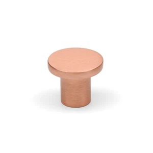 Round Copper Cabinet Knob Rose Circular Disc Kitchen Cupboard Drawer Pull 25mm - Picture 1 of 8