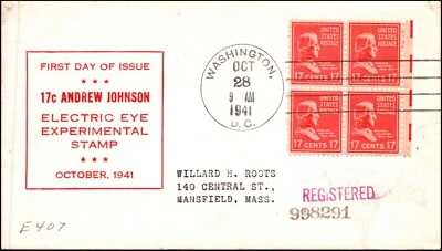 Scott 822EE 17 Cents Johnson WSE / Clifford FDC Typed Addr  Blk Planty 822EE-58 - Image 1 of 2
