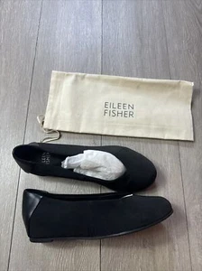 Eileen Fisher Canvas Flats Slip On 5.5 M Women’s Black Designer Shoes New $195 - Picture 1 of 7