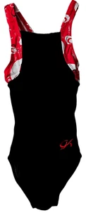 GK Elite Leotard Leo CM Child Medium Velour Tank Gymnastics Dance Black Red - Picture 1 of 5