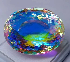 Piedras preciosas sueltas corte ovalado color arco iris topacio místico natural 70 quilates+ certificadas - Imagen 1 de 5
