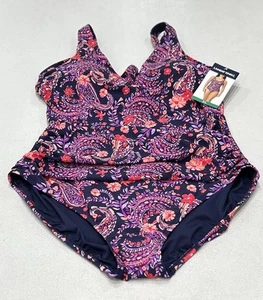 Lands' End Women's UPF 50 Removable Cups Swimsuit, Light Purple, Size XL - Picture 1 of 4