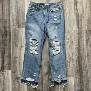 NWT Flying Monkey Black Label Jean Sz 27 High Rise  Distressed Crop Raw Hem - Picture 1 of 9