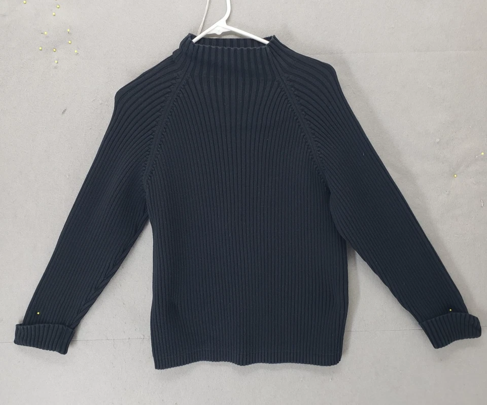 Relativity Sweater Women 1X Black Ribbed Cotton Knit Long Sleev Pullover Classic - Image 1 of 4