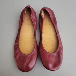 Corbatas de cuero borgoña para mujer sin cordones punta redonda zapatos planos de ballet talla 8 - Imagen 1 de 8