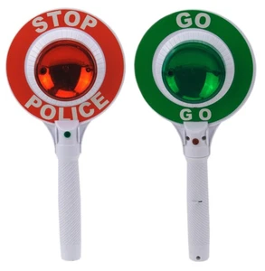 Kinder Polizeikelle Handkelle Stop Kelle mit rot grün LED Licht Karneval - Bild 1 von 5