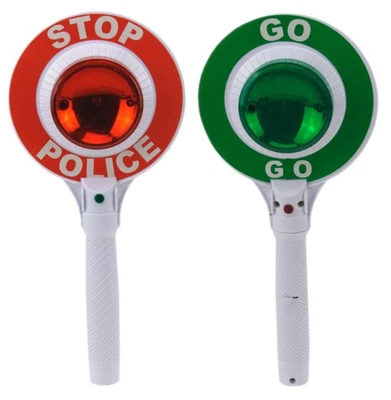 Kinder Polizeikelle Handkelle Stop Kelle mit rot grün LED Licht Karneval - Bild 1 von 4