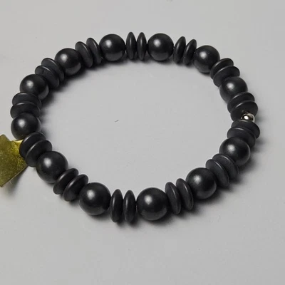 Pulsera elástica casera piedras negras hematita Foto 1 de 4