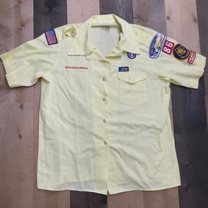 Boy Scouts of America BSA gelbes kurzärmliges Uniformhemd Größe 18 mit Patches - Bild 1 von 8