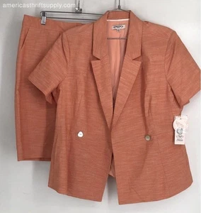 NWT Nanette Lepore Women's Orange Blazer And Skirt Suit - Size 14W - Picture 1 of 10