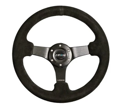 NRG for Reinforced Steering Wheel (330mm / 3in Deep) Blk Suede w/Criss Cross - Image 1 of 4