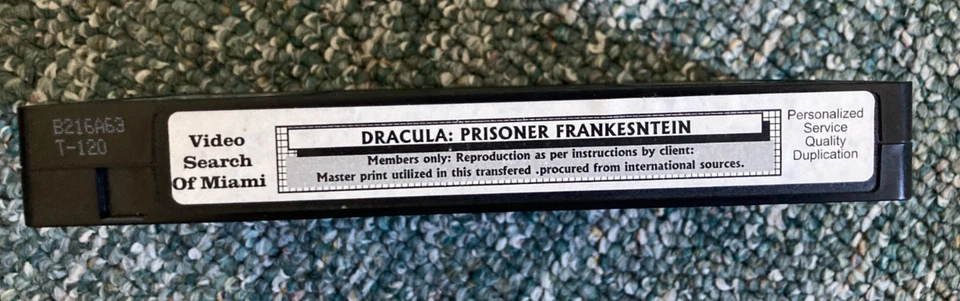 Dracula Prisoner of Frankenstein - VHS - 1972 - Video Search of Miami - Image 1 of 3