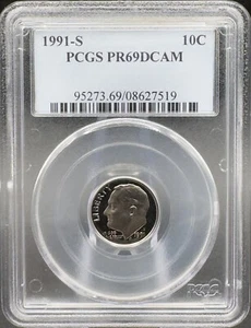 1991 S 10C Roosevelt Dime Proof PCGS PR69DCAM - Picture 1 of 4