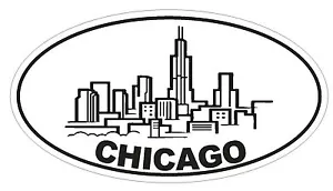 Pegatina para parachoques o casco ovalada Chicago Illinois D1297 euro ovalada - Imagen 1 de 1