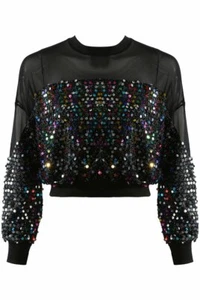 Mehrfarbiges Crop Top mit Pailletten - Bild 1 von 1