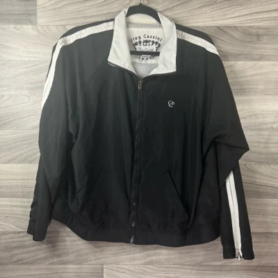 Chaqueta cortavientos deportiva vintage para mujer negra blanca ligera cremallera completa L Foto 1 de 4