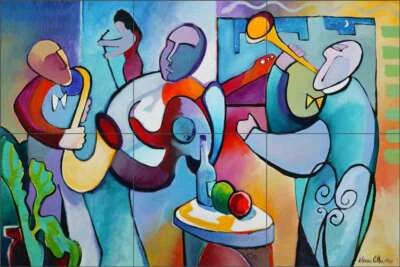 Mural de cerámica arte musical Warren Cullar salpicadero abstracto azulejo WC143 Foto 1 de 2