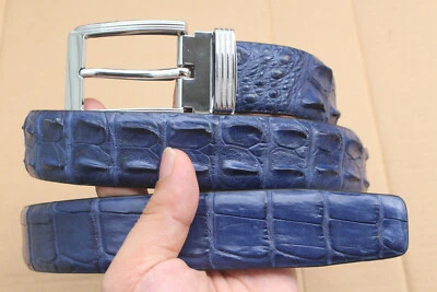 No Jointed Blue Genuine Croc Leather  Men's Belt - W 1.3 inch - Image 1 of 4
