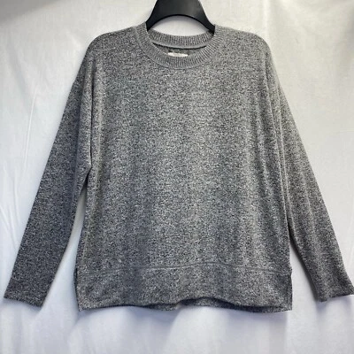 Lucky Brand Crewneck Long Sleeve Soft Knit Sweatshirt Women XS Gray Banded Hem - Image 1 of 4